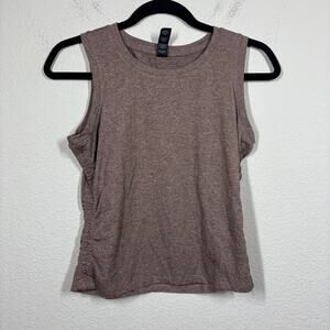 Zobha Size Large Saydee Tank Top Brown Cinched Side Crew Neck Pullover Stretch